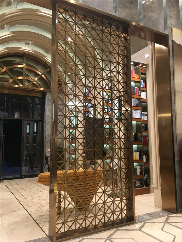 酒店大堂玫瑰金不锈钢屏风