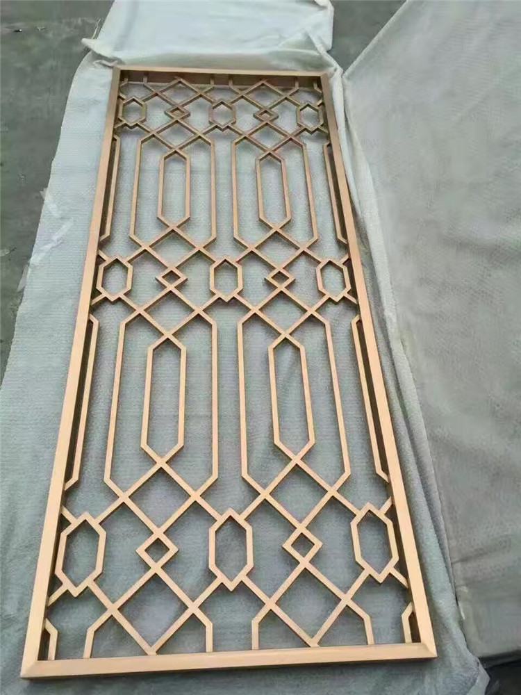 玫瑰金花格不锈钢屏风